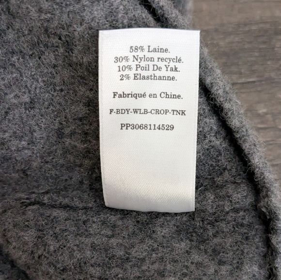 Everlane NWT The Cozy-Stretch Cropped Wool Yak Tank in Charcoal Gray  L - Picture 3 of 6